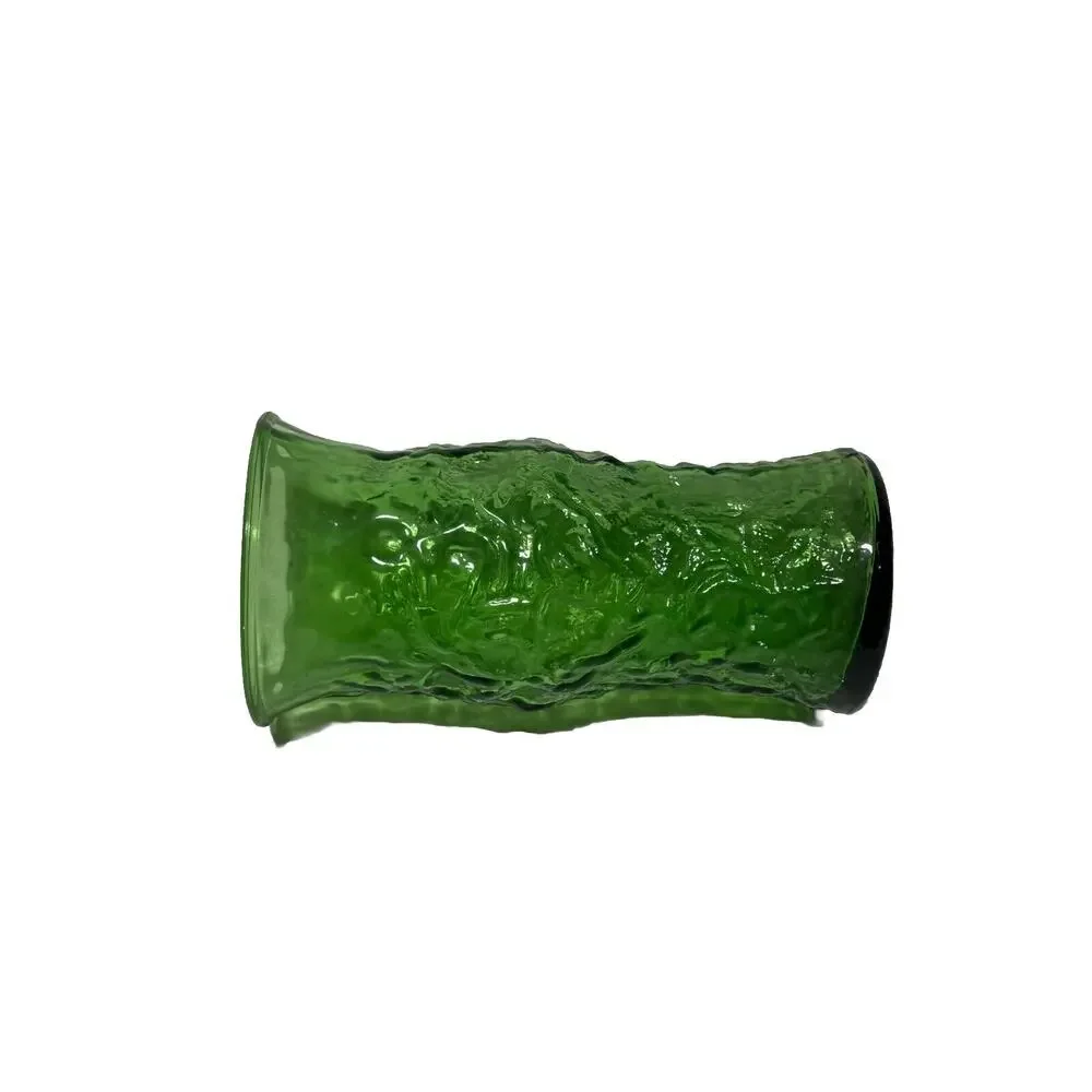 Vintage E.O. Brody Co. Cleveland Ohio Green Crinkle Glass Vase 8.5